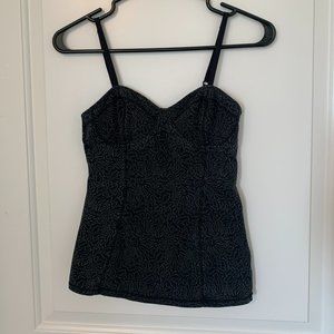 Aritzia Talula Bustier Style Tank Top - Black, Patterned, Size Small